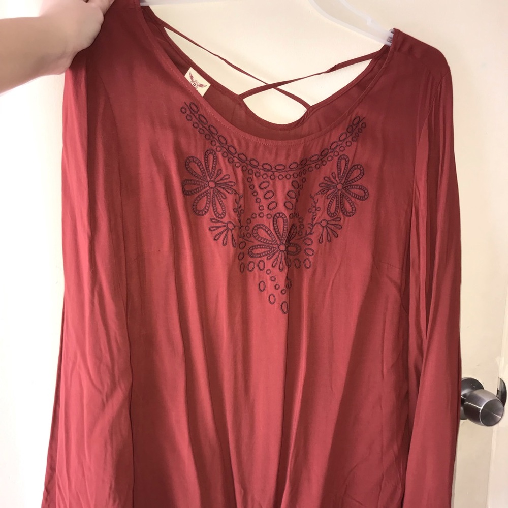 Burn orange long sleeve flowy blouse